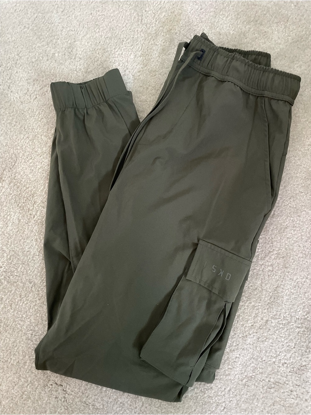 Olive Green Women's Cargo Joggers - Lightweight Track Pants